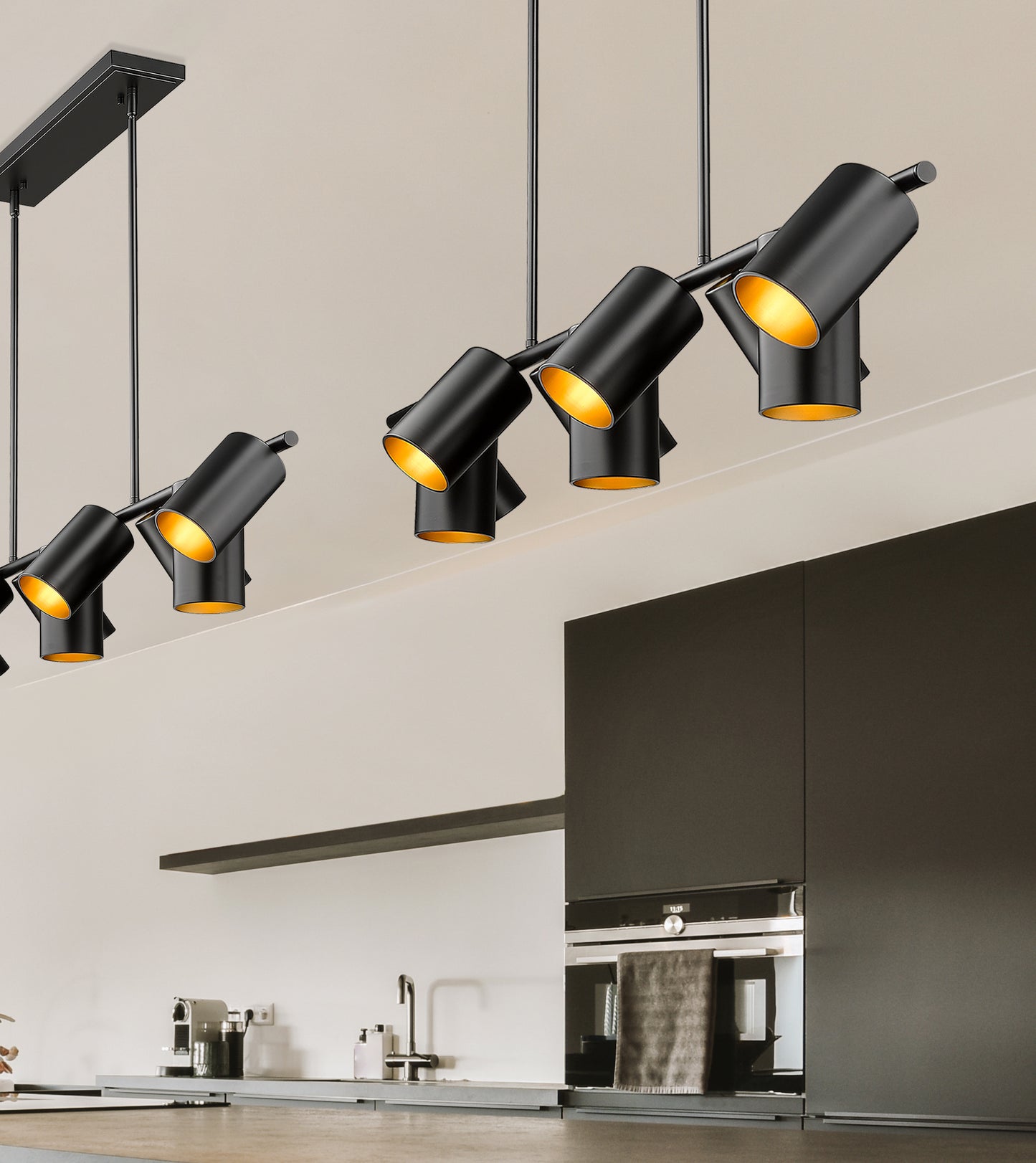 7520-9L-MB - Lumina 9 Light Linear 55" Chandelier - Matte Black