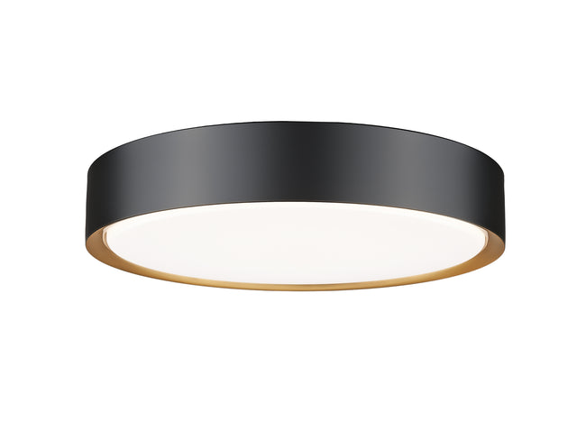 1014F16-MB-MGLD-LED - Kawan 1 Light Flush 16" Mount - Matte Black / Modern Gold
