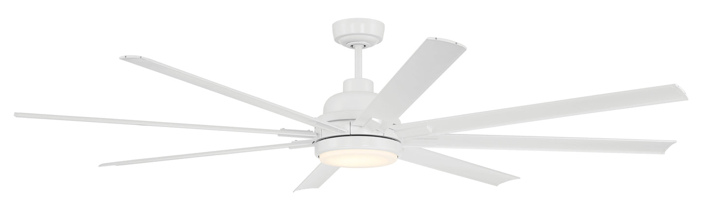 RSH72W8 - Rush 72 72" 8 Blade Indoor Outdoor Ceiling Fan with Light Kit - White