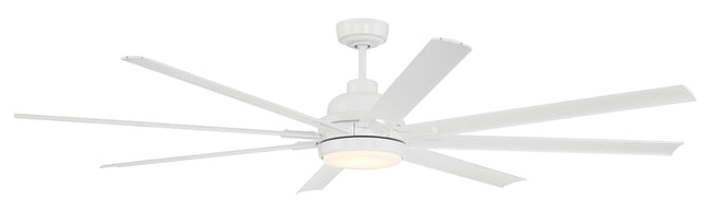 RSH72W8 - Rush 72 72" 8 Blade Indoor Outdoor Ceiling Fan with Light Kit - White