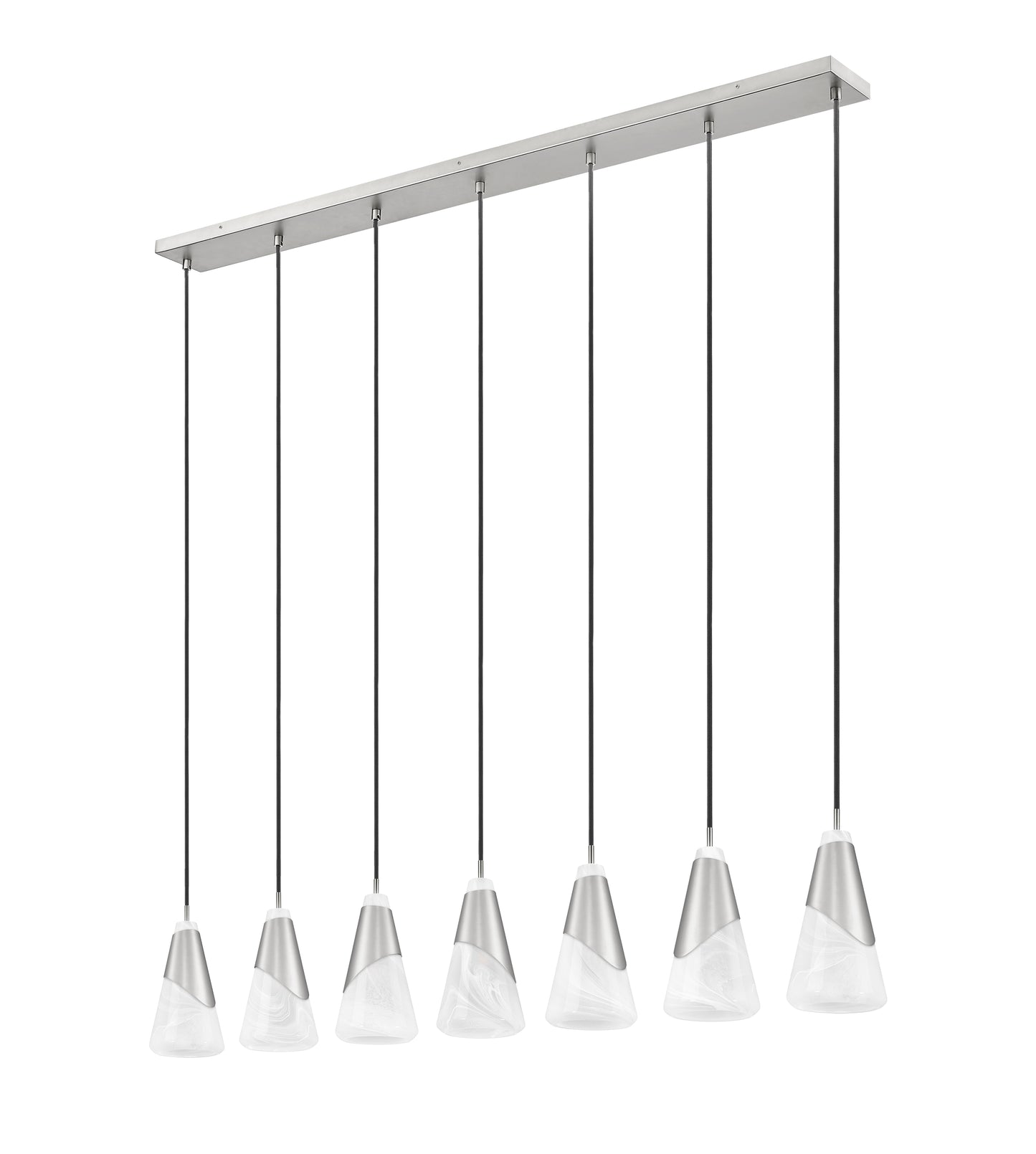 828P6-7L-BN - Aimie 7 Light Linear 54" Chandelier - Brushed Nickel