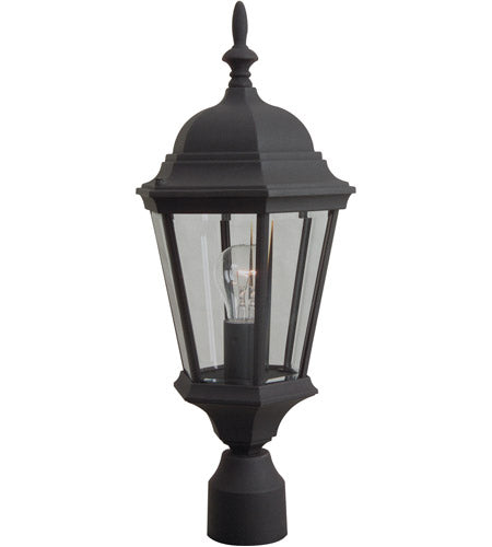 Z255-TB - Straight Glass Cast 1 Light 22" High Post Mount - Textured Black