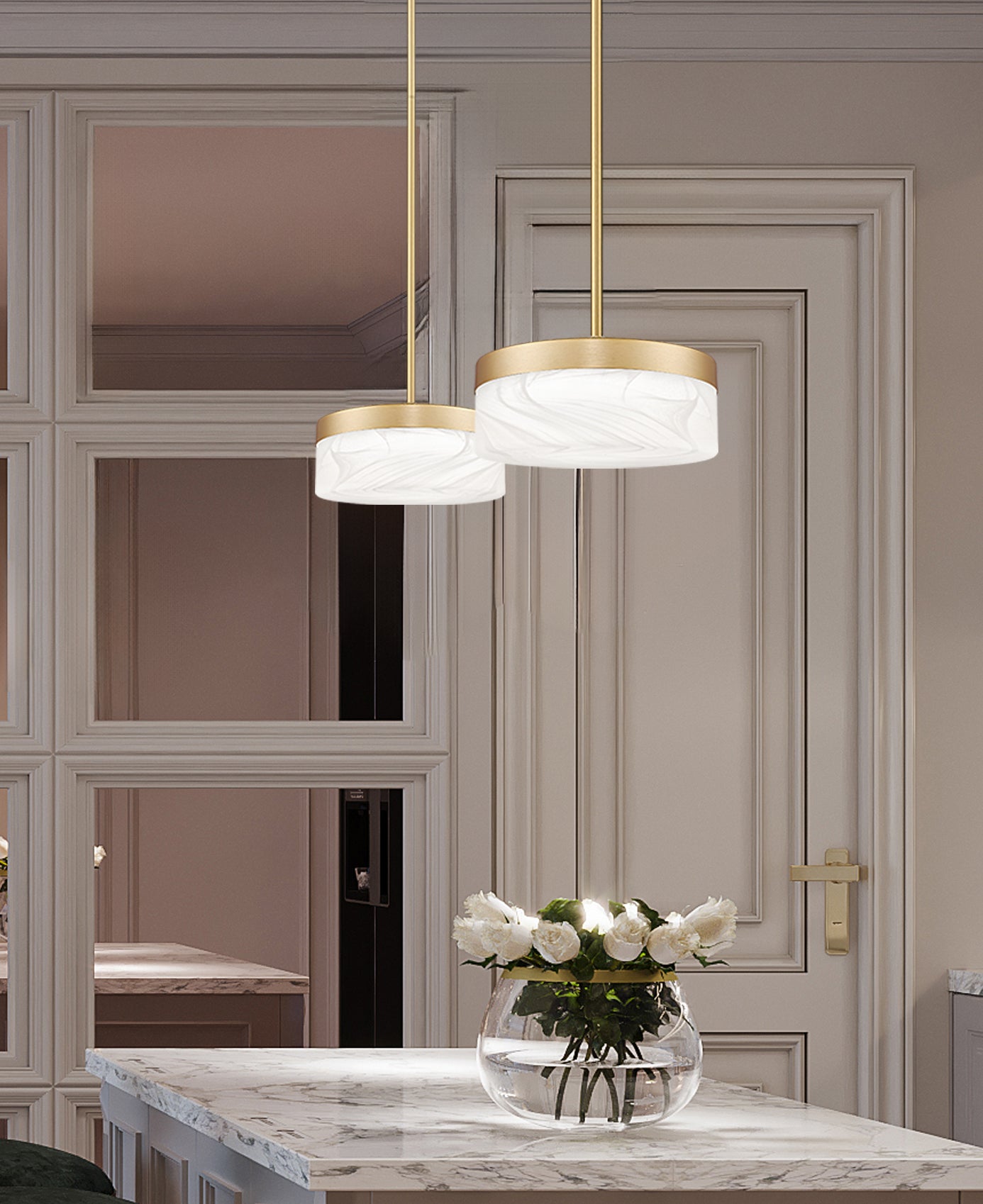 827P9-MGLD-LED - Renaud 1 Light 9" Pendant - Modern Gold