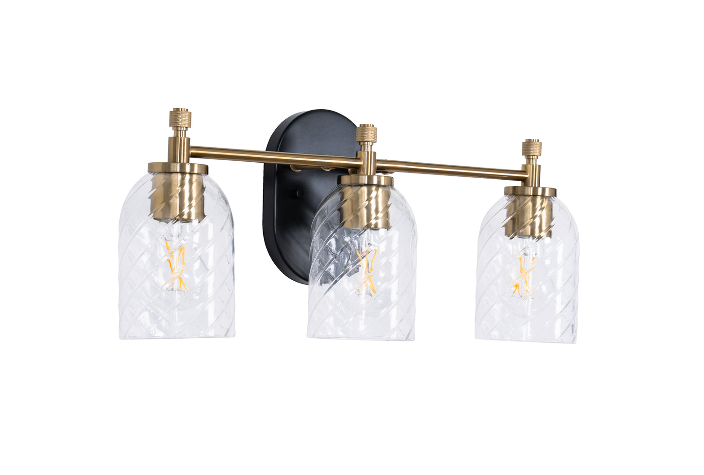 60303-FBSB-C - Council 3 Light 20" Wide Vanity Light - Flat Black / Satin Brass