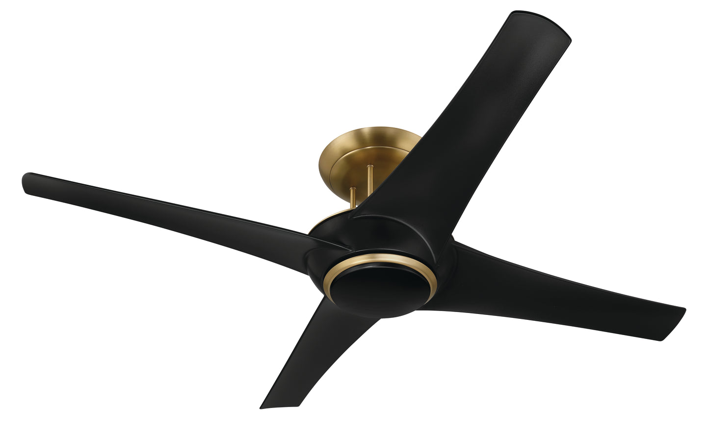 CAM54FBSB4 - Cam 54" 4 Blade Ceiling Fan with Light Kit - Flat Black / Satin Brass
