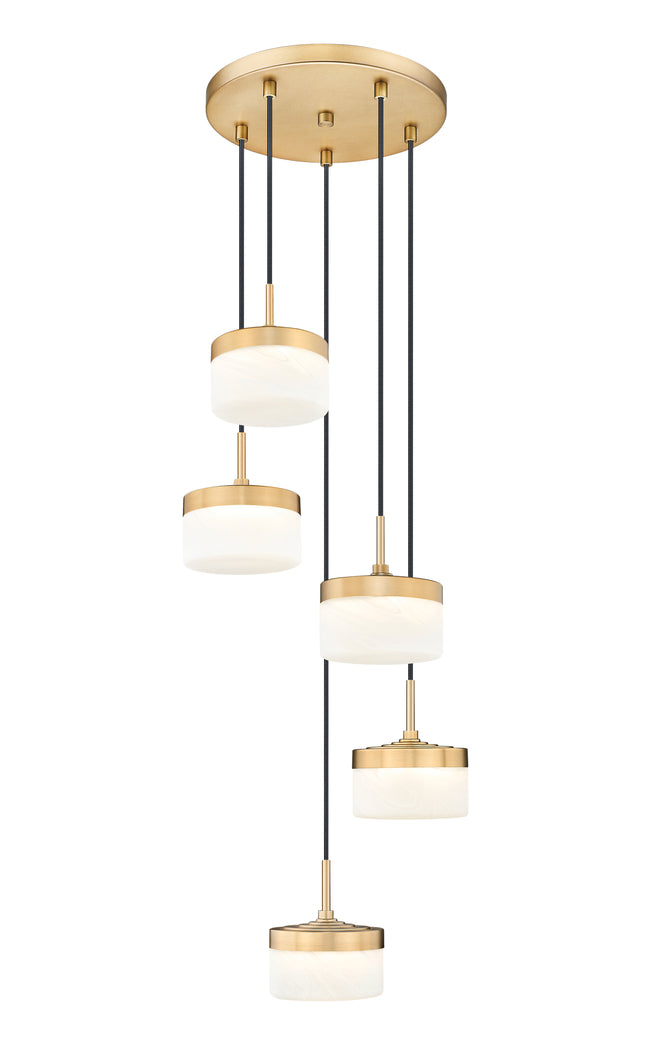 827P6-5R-MGLD-LED - Renaud 5 Light 16" Chandelier - Modern Gold