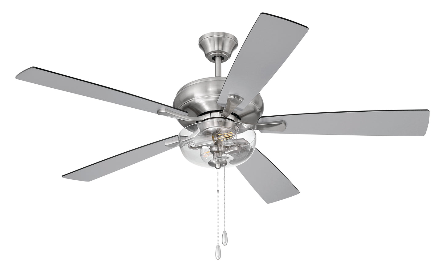 ECF201BNK5-BNGW - EOS 2 Light Clear Bowl 52" Ceiling Fan 52" 5 Blade Ceiling Fan with Light Kit - Brushed Nickel