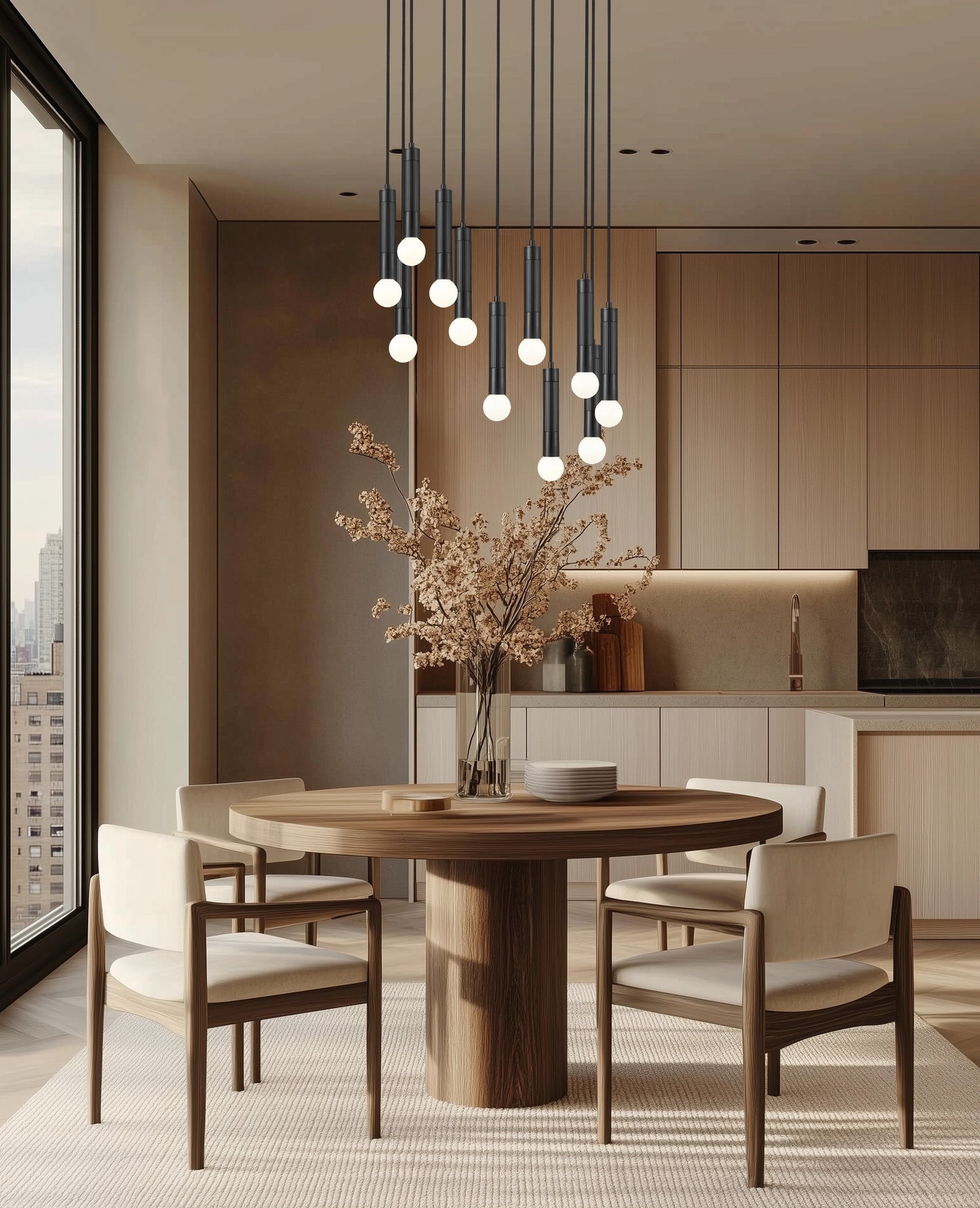 1956P-11R-MB - Stari 11 Light 24" Chandelier - Matte Black