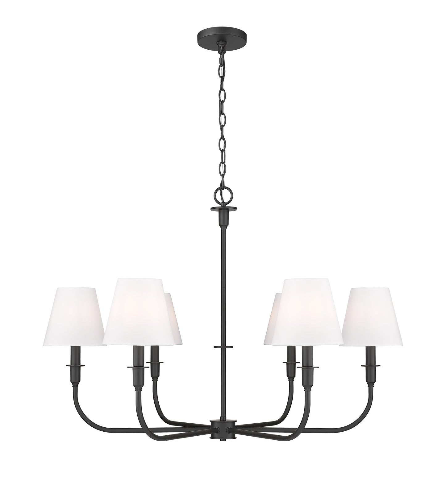 3049-32MB - Tova 6 Light 36" Chandelier - Matte Black