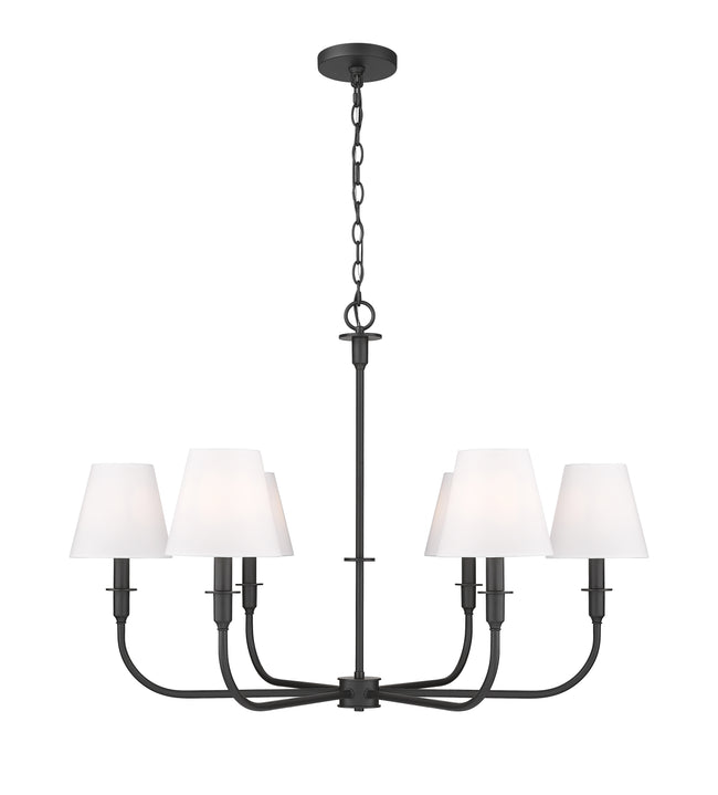 3049-32MB - Tova 6 Light 36" Chandelier - Matte Black