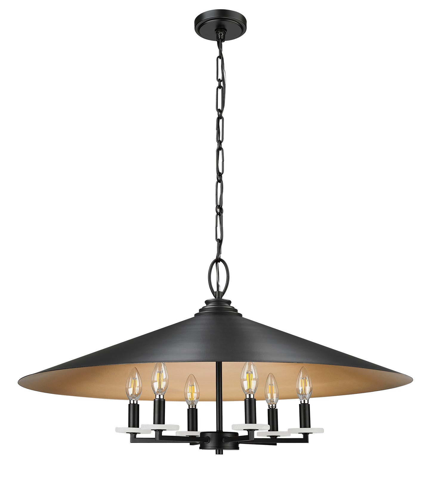1953-32MB - Rialto 6 Light 32" Pendant - Matte Black
