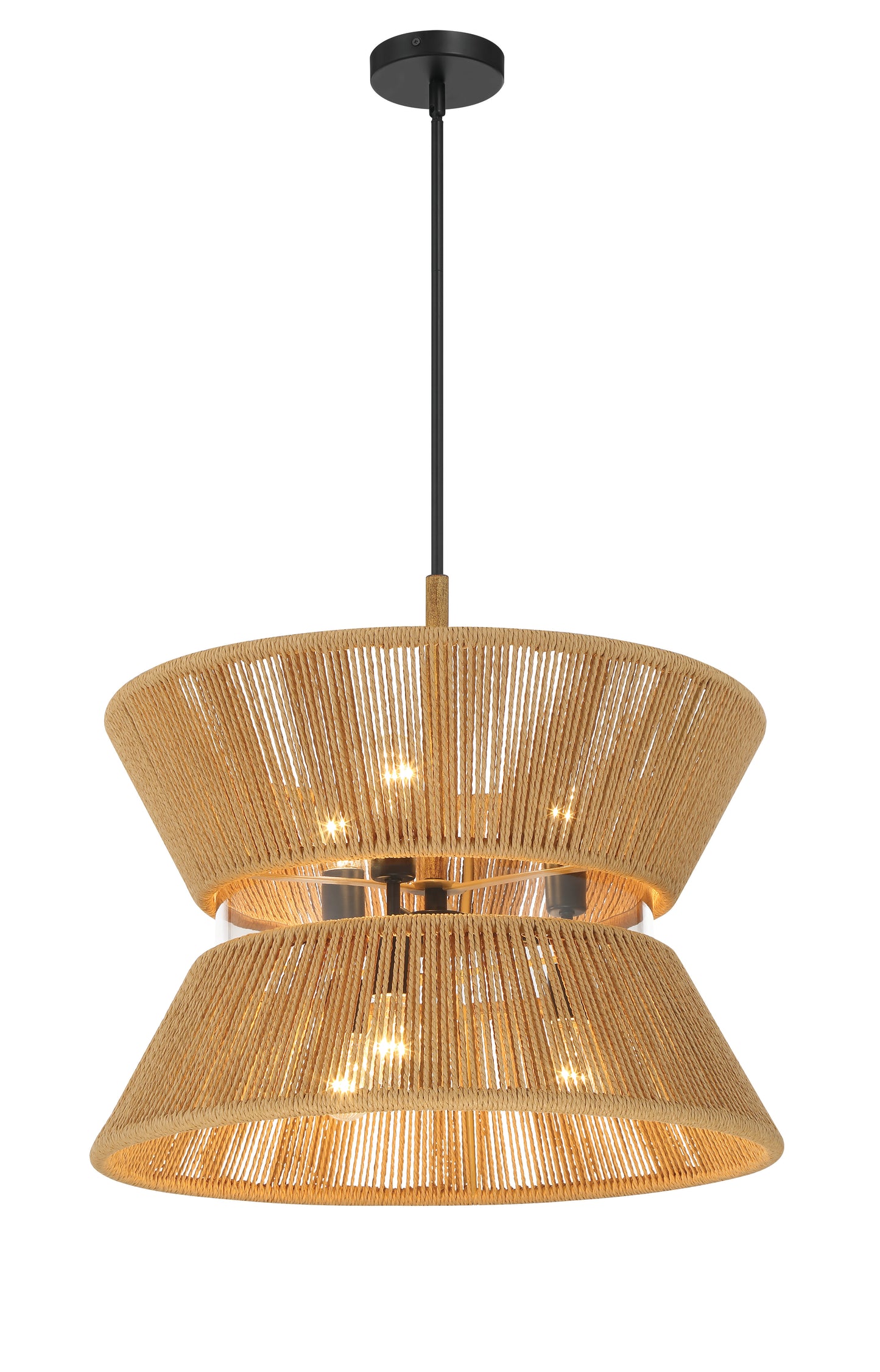 58596-FBWAL - Serena 6 Light 24" Wide Pendant - Flat Black / Walnut