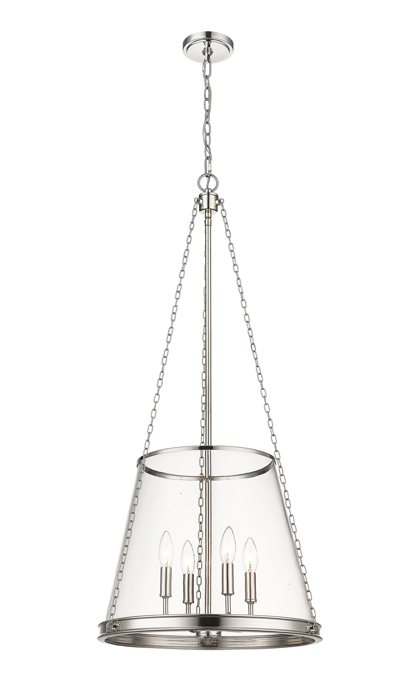 341P18-PN - Prescott 4 Light 18" Pendant - Polished Nickel