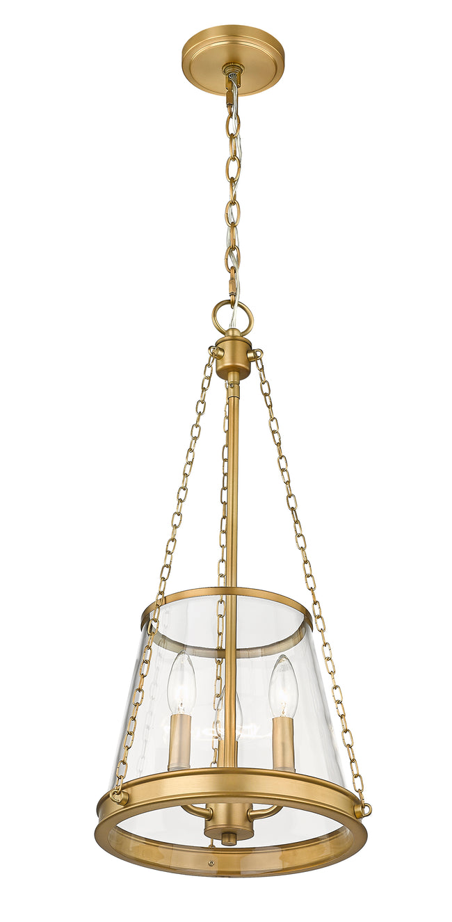 341P12-RB - Prescott 3 Light 12" Pendant - Rubbed Brass