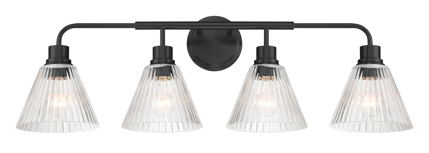 61104-FB - Pleated 4 Light 34" Wide Vanity Light - Flat Black