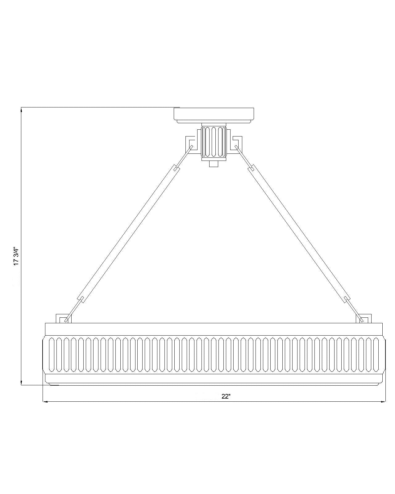 3046SF22-SN-LED - Quinn 3 Light Semi Flush 22" Mount - Satin Nickel