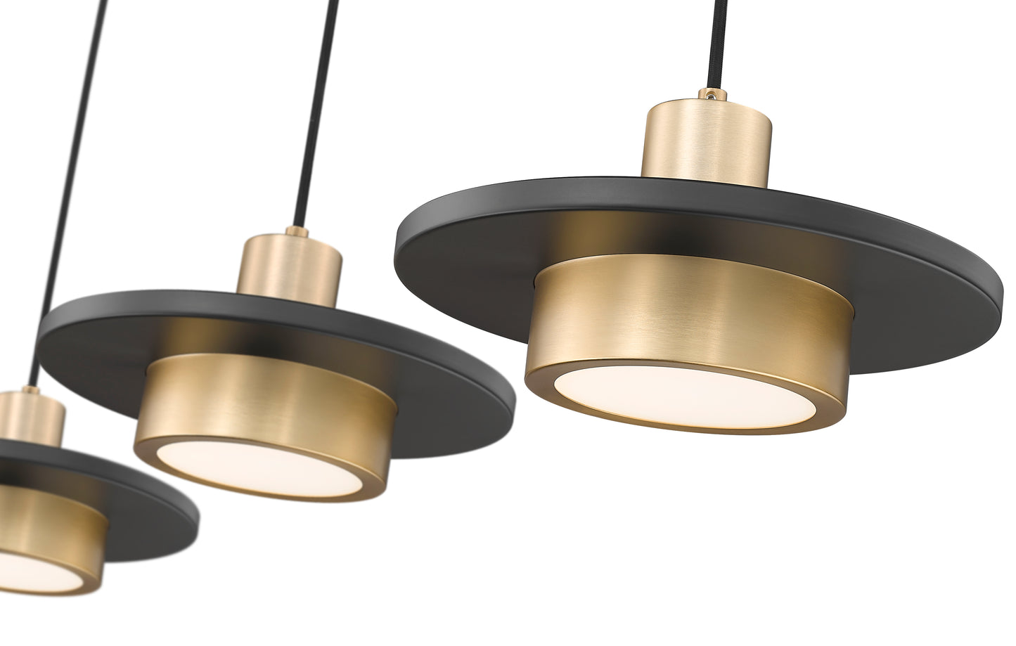 829P12-3L-MB-MGLD-LE - Ludo 3 Light Linear 52" Chandelier - Matte Black / Modern Gold
