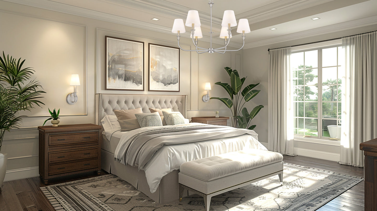3049-32BN - Tova 6 Light 36" Chandelier - Brushed Nickel