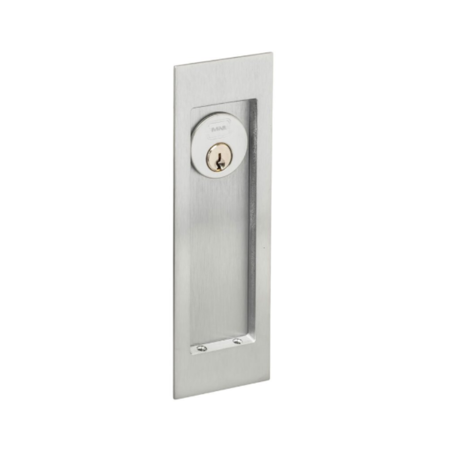 7035/L.26D - Large Modern Rectangular Keyed Pocket Door - Mortise Lock - Satin Chrome
