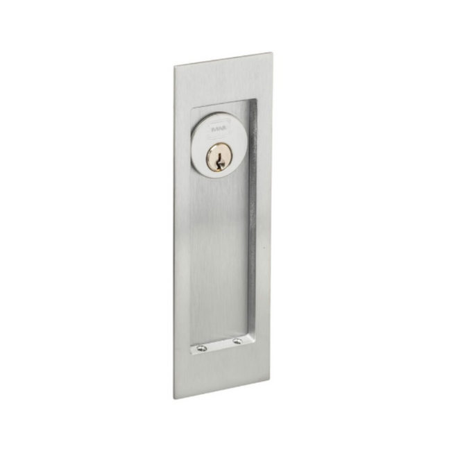 7035/L.26D - Large Modern Rectangular Keyed Pocket Door - Mortise Lock - Satin Chrome