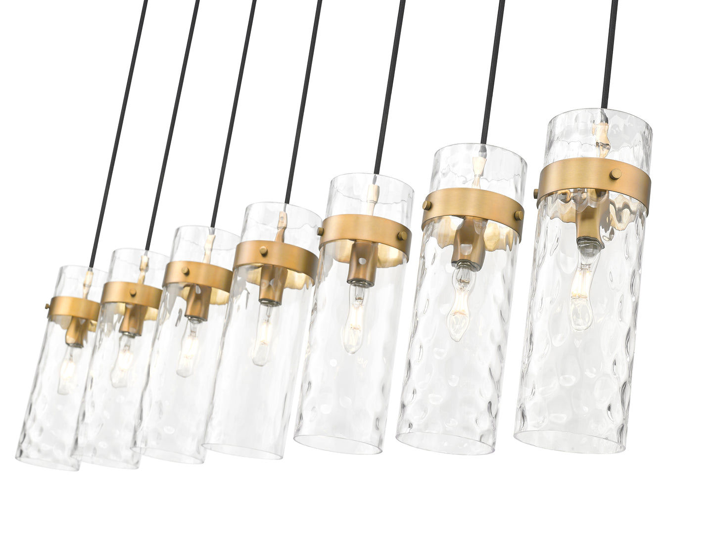 7002P5-7L-RB - Fontaine 7 Light Linear 57" Chandelier - Rubbed Brass