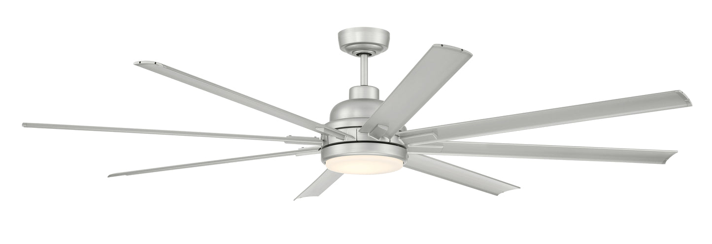 RSH72PN8 - Rush 72 72" 8 Blade Indoor Outdoor Ceiling Fan with Light Kit - Painted Nickel