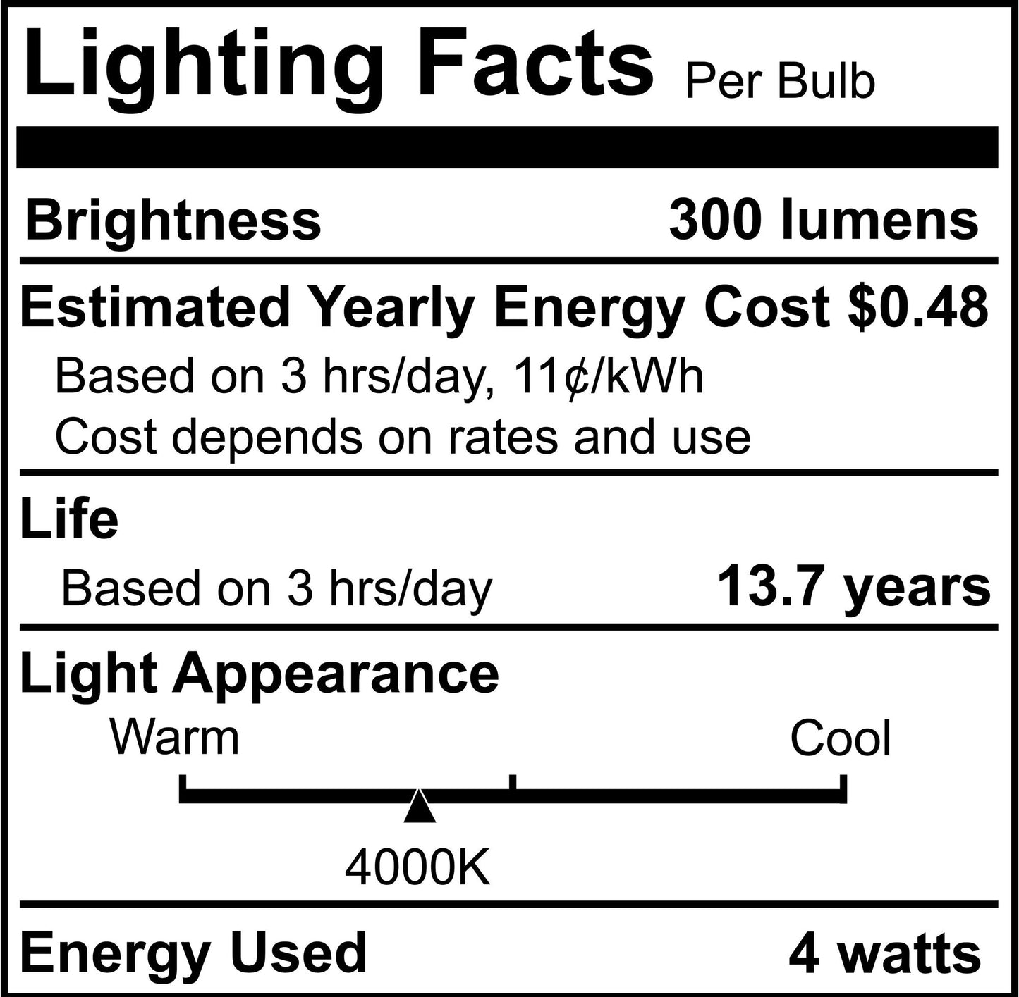 776930 - Dimmable B11 LED Candelabra Light Bulb - 4 Watt - 4000K - 4 Pack