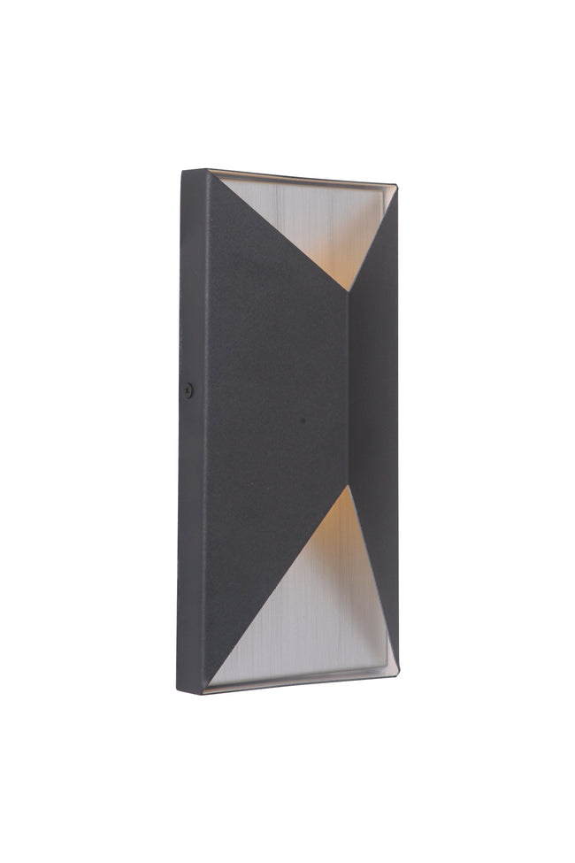 Z3402-TBBA-LED - Peak 2 Light 10" High Outdoor Pocket Sconce - Textured Black / Brushed Aluminum