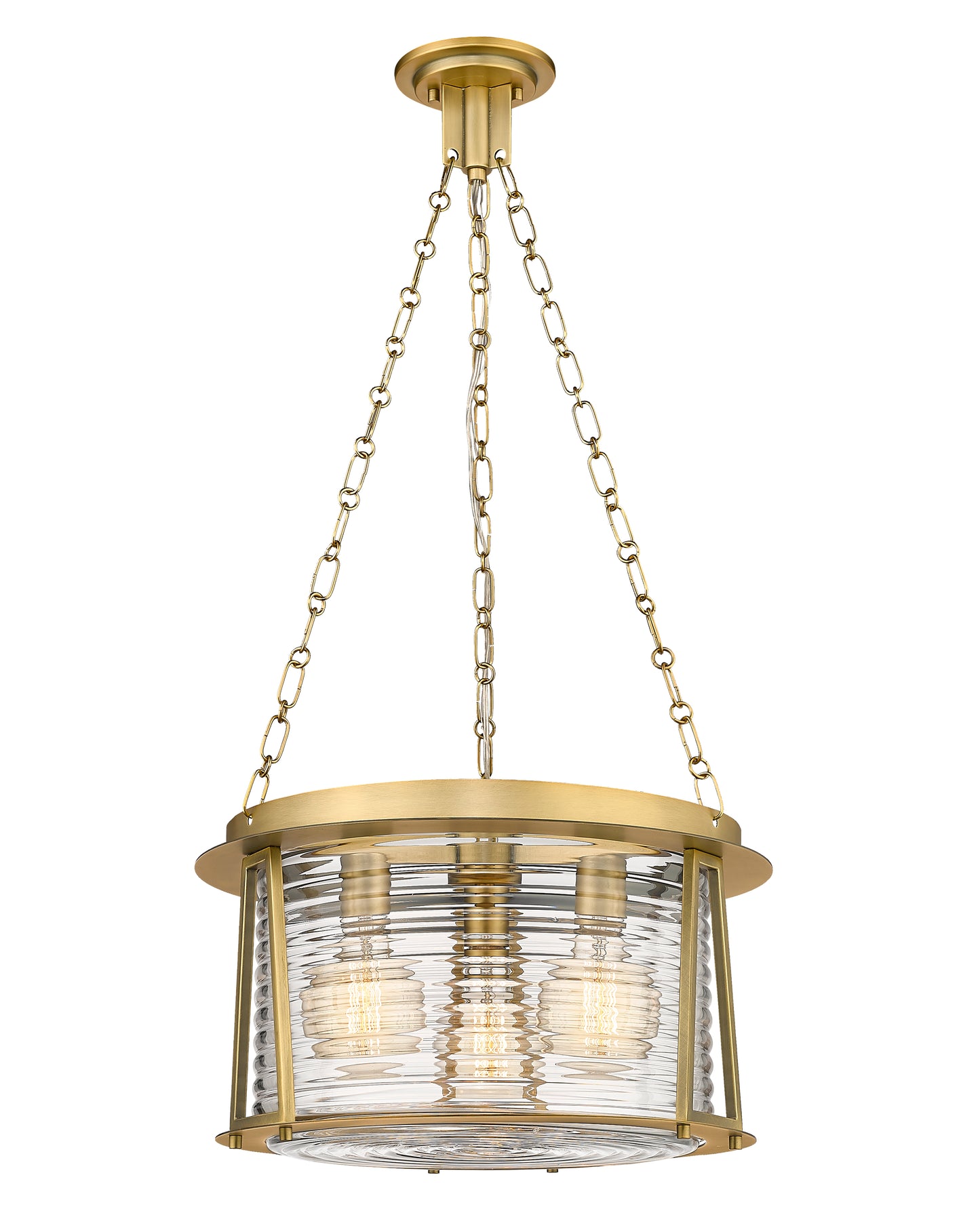 7503P18-RB - Cape Harbor 3 Light 18" Pendant - Rubbed Brass