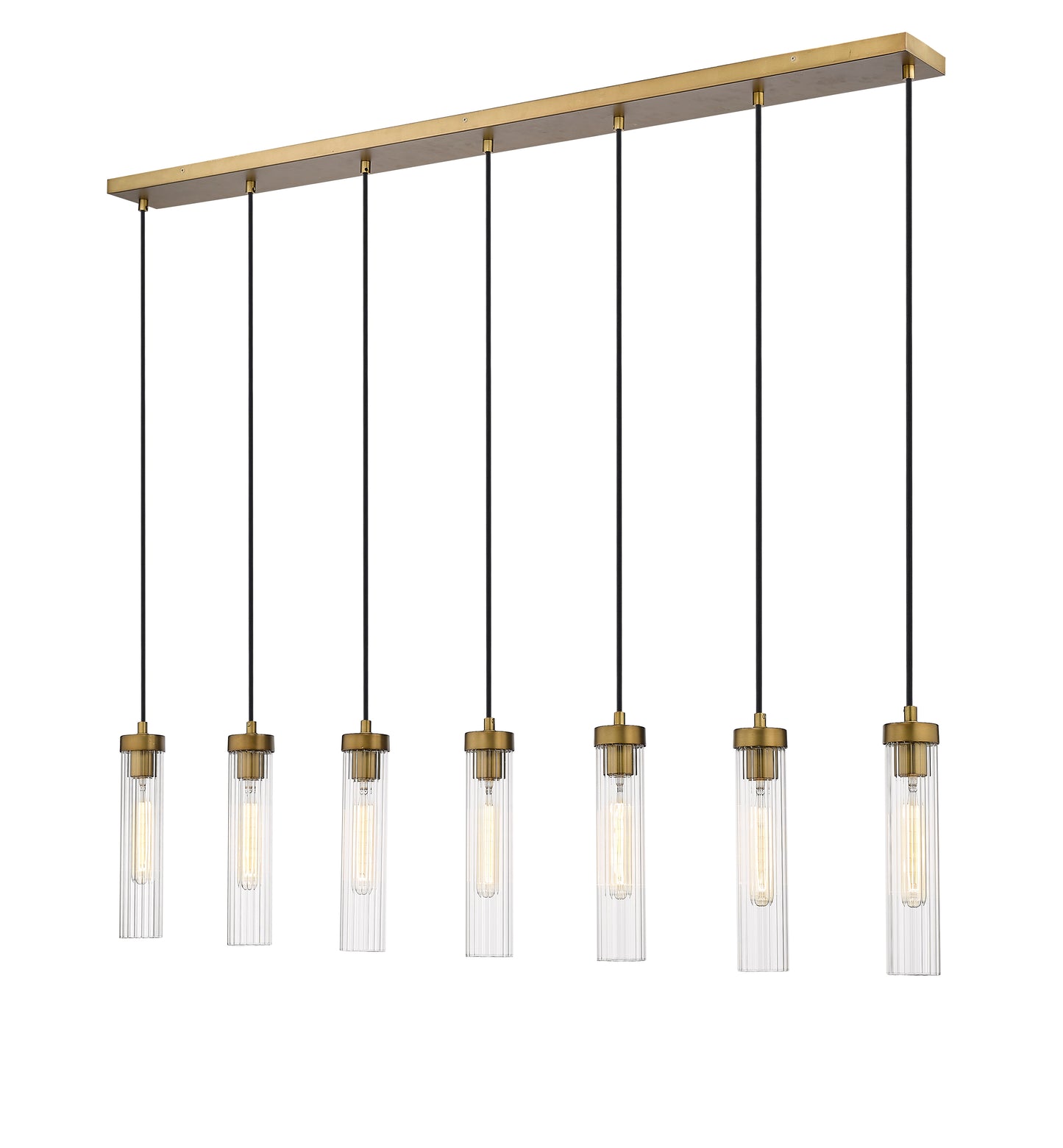 740P-7L-RB - Beau 7 Light Linear 54" Chandelier - Rubbed Brass