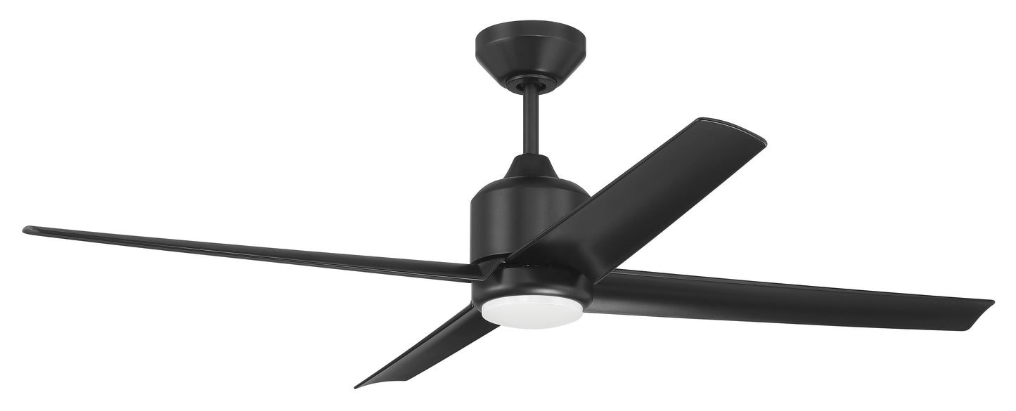 QUL52FB4-NWF - Quell 52" Indoor/Outdoor Ceiling Fan no Wifi 52" 4 Blade Indoor Outdoor Ceiling Fan with Light Kit - Flat Black