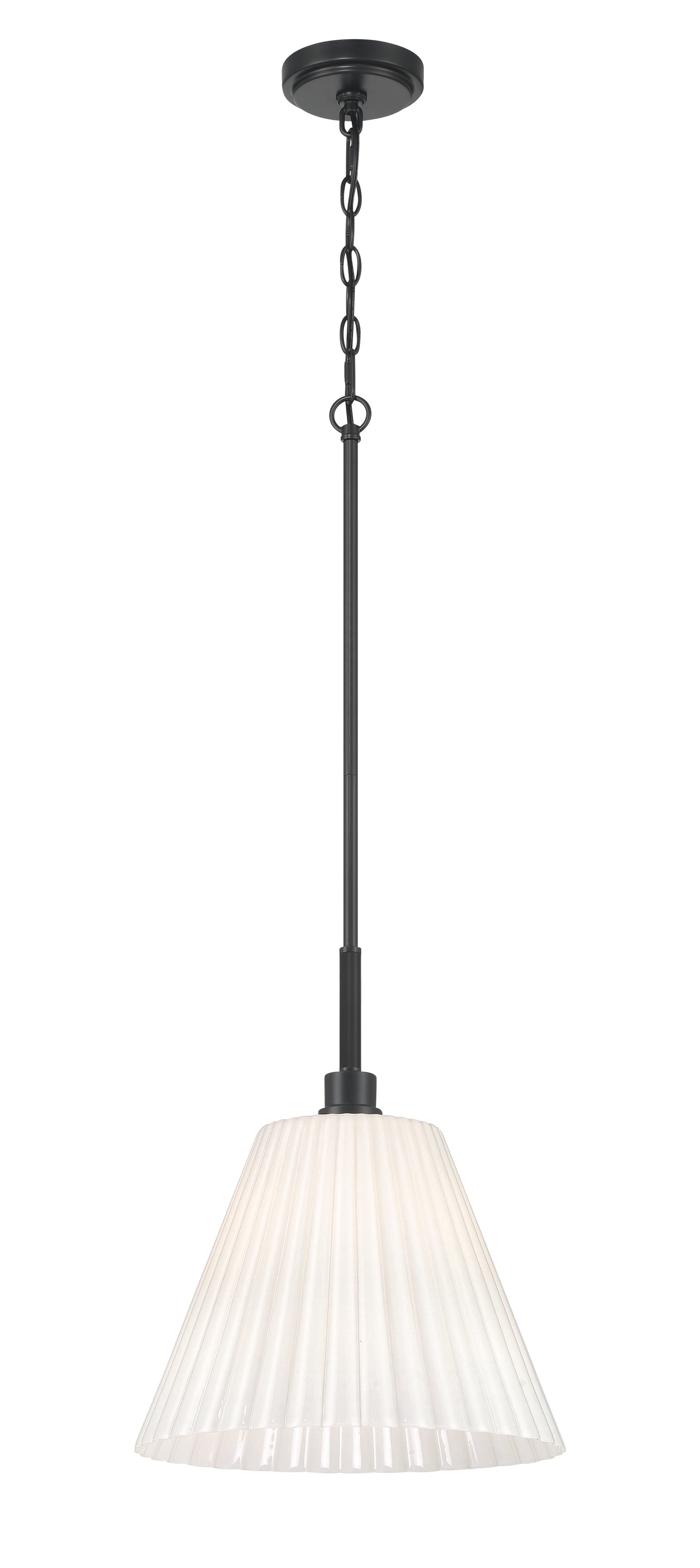 62392-FB - Pleated II 1 Light 14" Wide Pendant - Flat Black