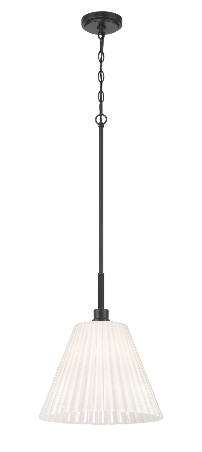62392-FB - Pleated II 1 Light 14" Wide Pendant - Flat Black