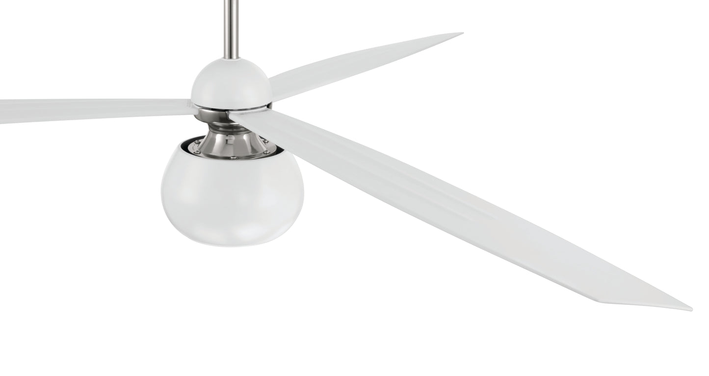 OTT60WPLN3 - Otto 60" 3 Blade Ceiling Fan with Light Kit - White / Polished Nickel