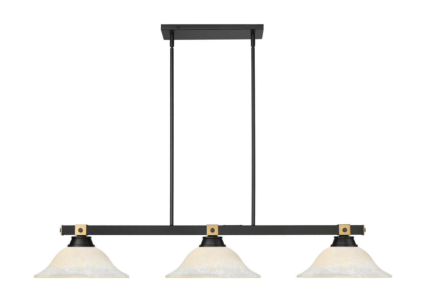 1955-3MB-RB-WM16 - Bronte 3 Light 55" Billiard - Matte Black / Rubbed Brass