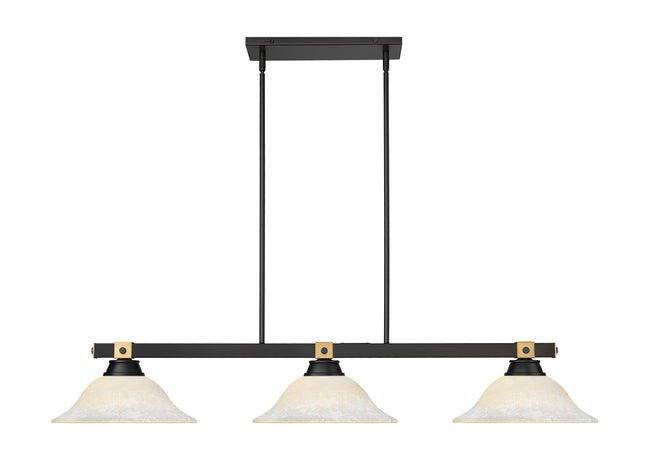 1955-3MB-RB-WM16 - Bronte 3 Light 55" Billiard - Matte Black / Rubbed Brass