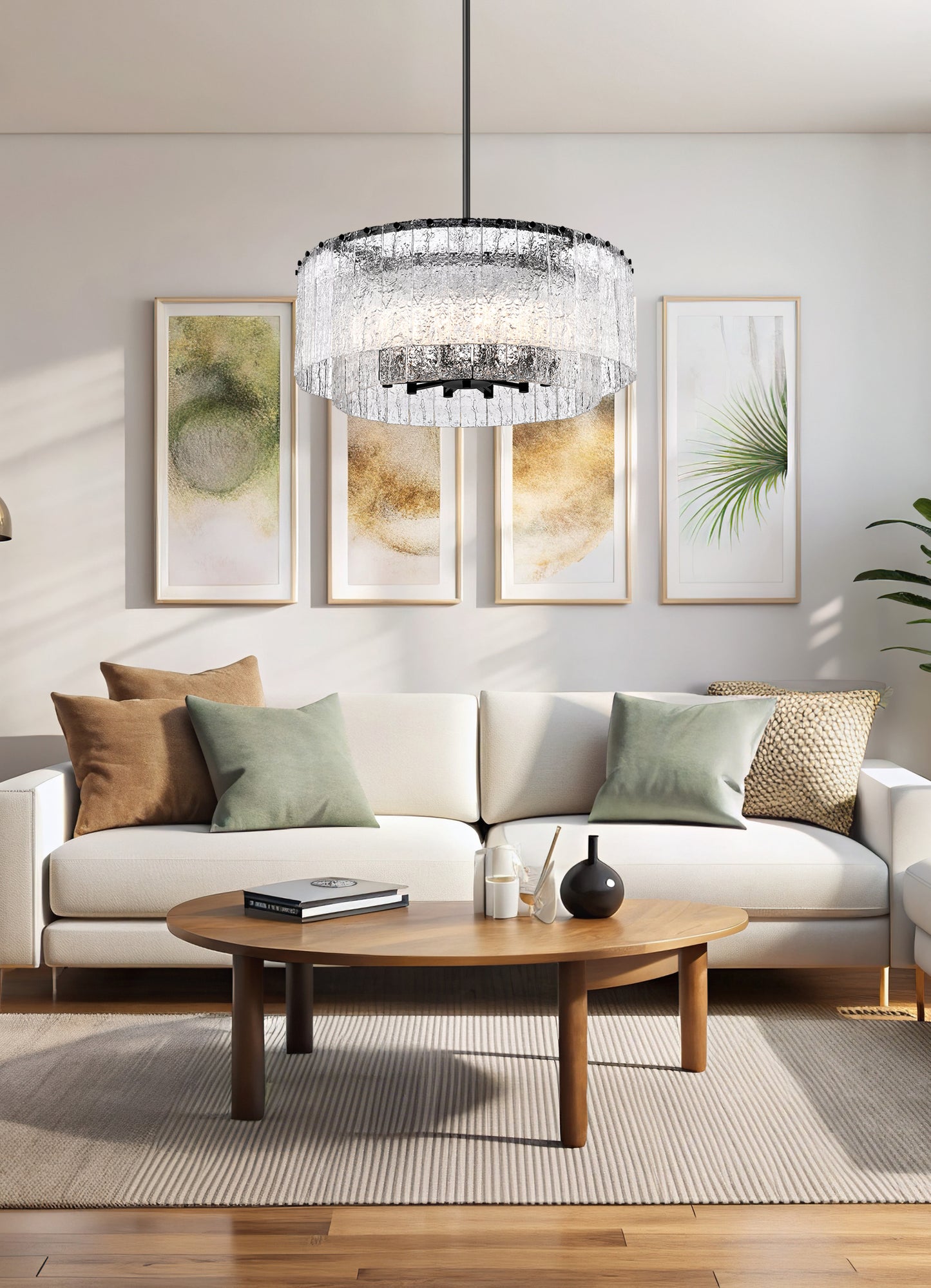 1943P32-2-MB - Glacier 12 Light 33" Pendant - Matte Black