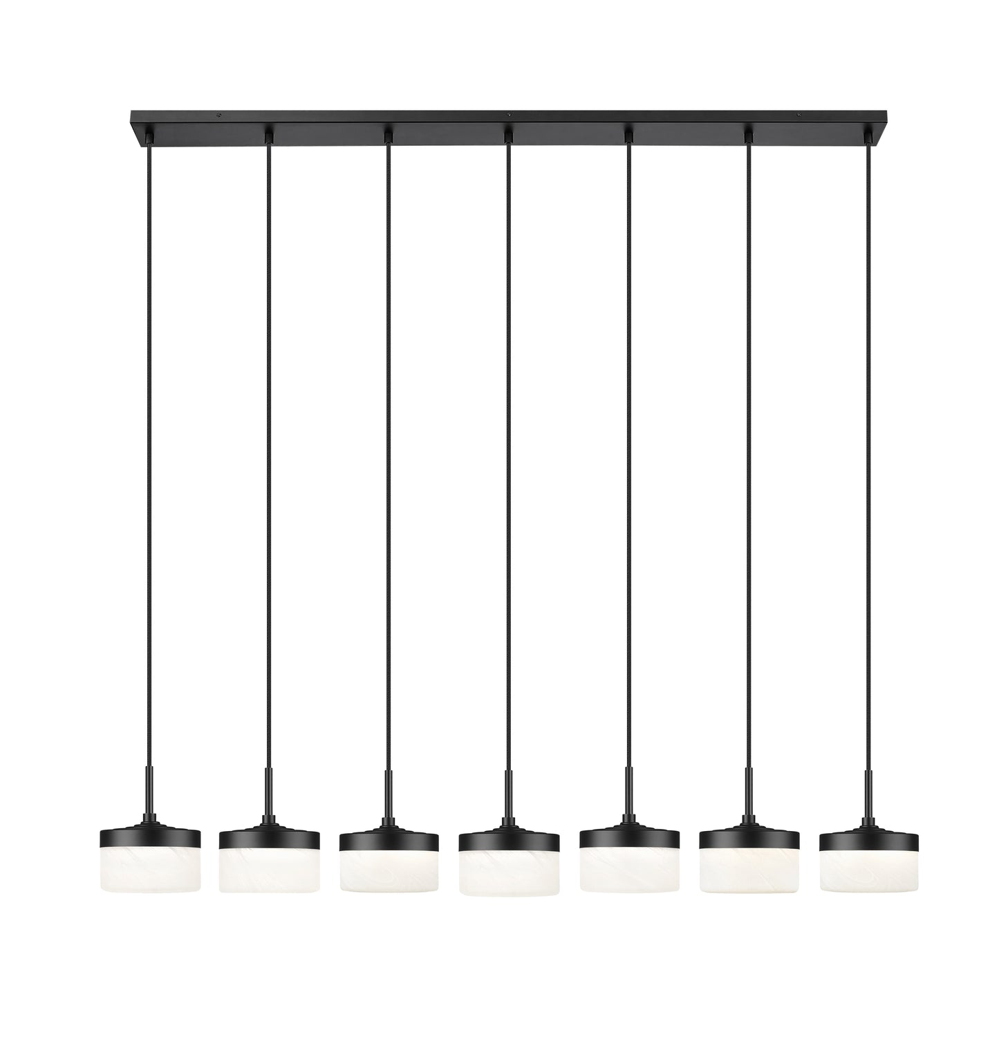 827P6-7L-MB-LED - Renaud 7 Light Linear 59" Chandelier - Matte Black