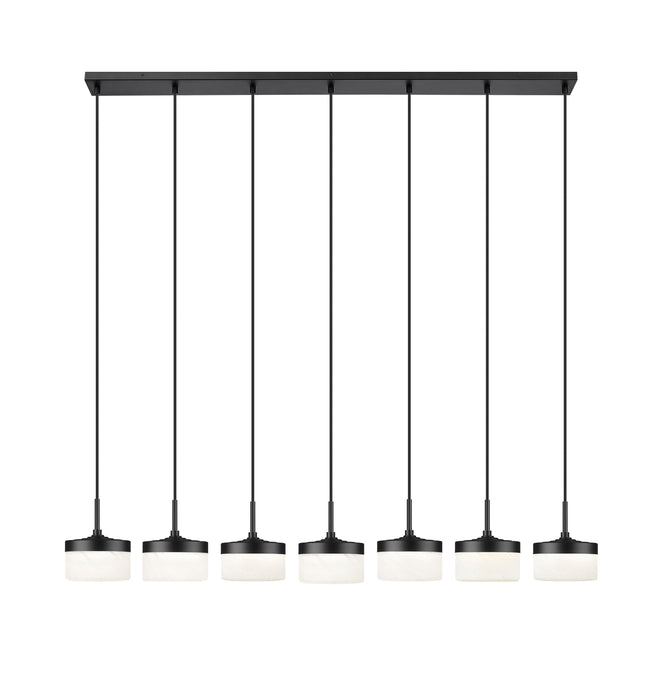 827P6-7L-MB-LED - Renaud 7 Light Linear 59" Chandelier - Matte Black