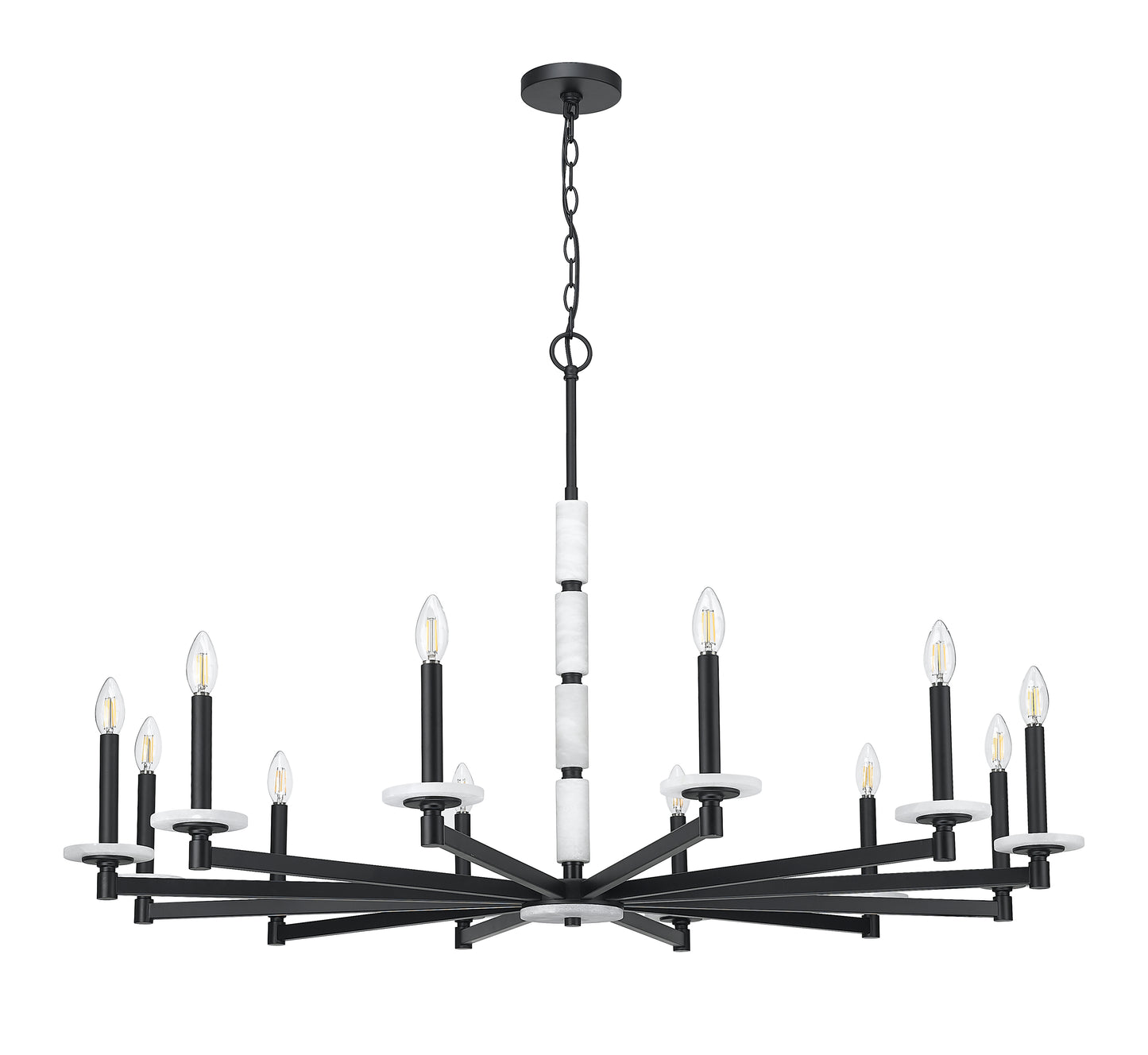 3045-12MB - Kaden 12 Light 48" Chandelier - Matte Black