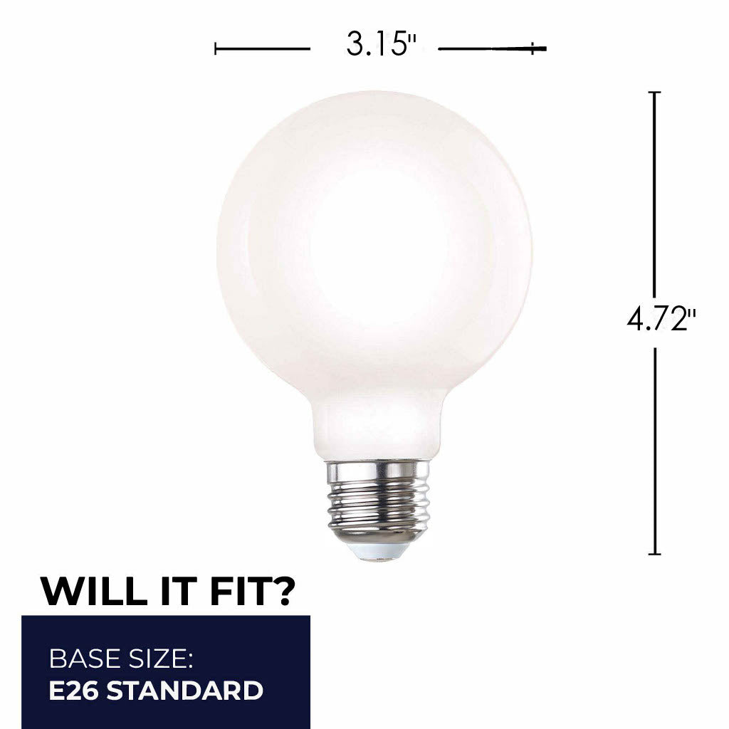776220 - Dimmable Milky G25 LED Light Bulb - 7.6 Watt - 3000K - 8 Pack