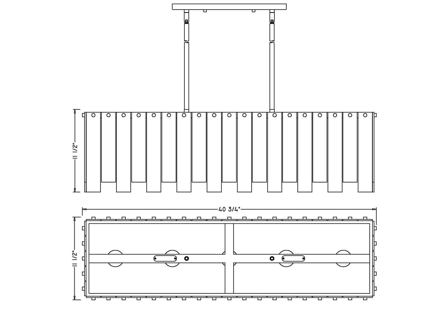 345-40L-RB - Viviana 5 Light Linear 41" Chandelier - Rubbed Brass