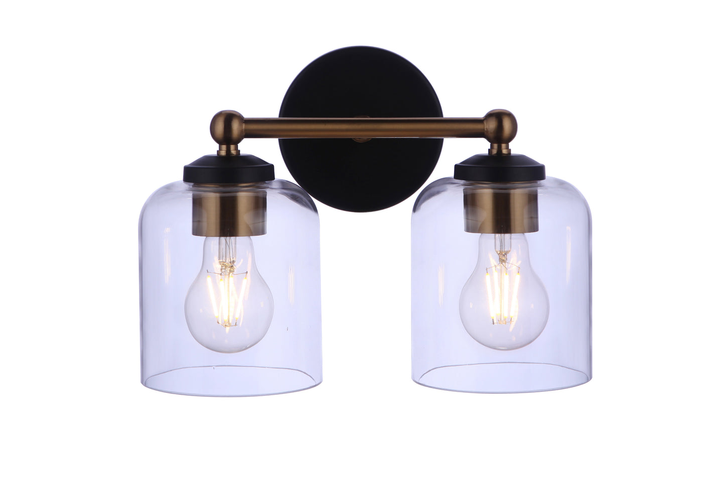 18712FBSB2 - Coppa 2 Light 11.5" Wide Vanity Light - Flat Black / Satin Brass