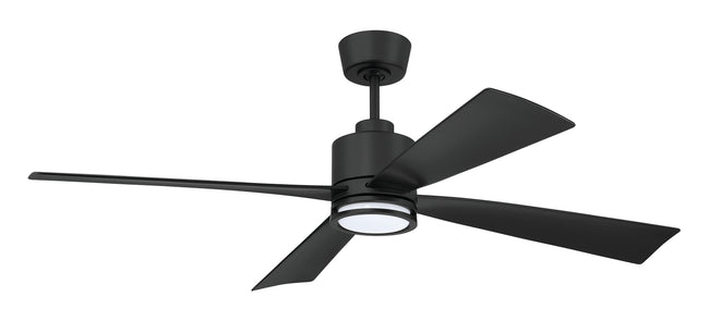 RHT52FB4 - Rhett 52" 4-Blade Indoor/Outdoor Ceiling Fan Damp Rated 52" 4 Blade Indoor Outdoor Ceiling Fan with Light Kit - Flat Black