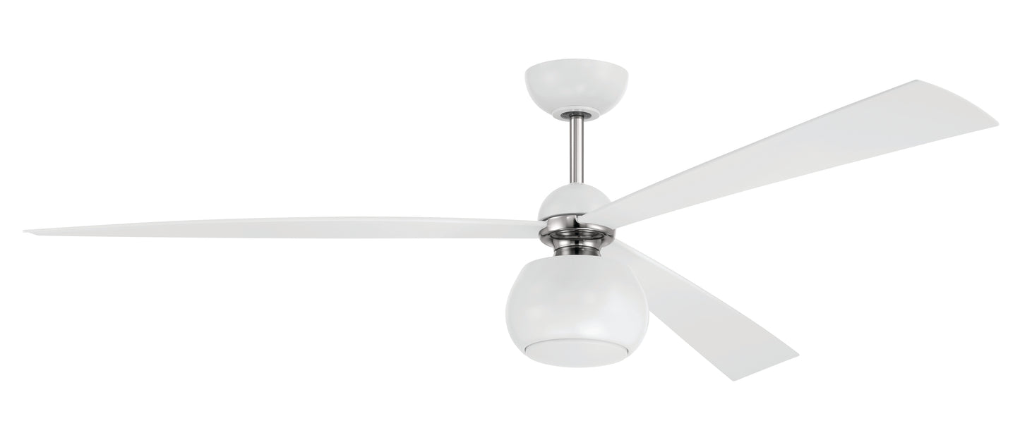 OTT60WPLN3 - Otto 60" 3 Blade Ceiling Fan with Light Kit - White / Polished Nickel