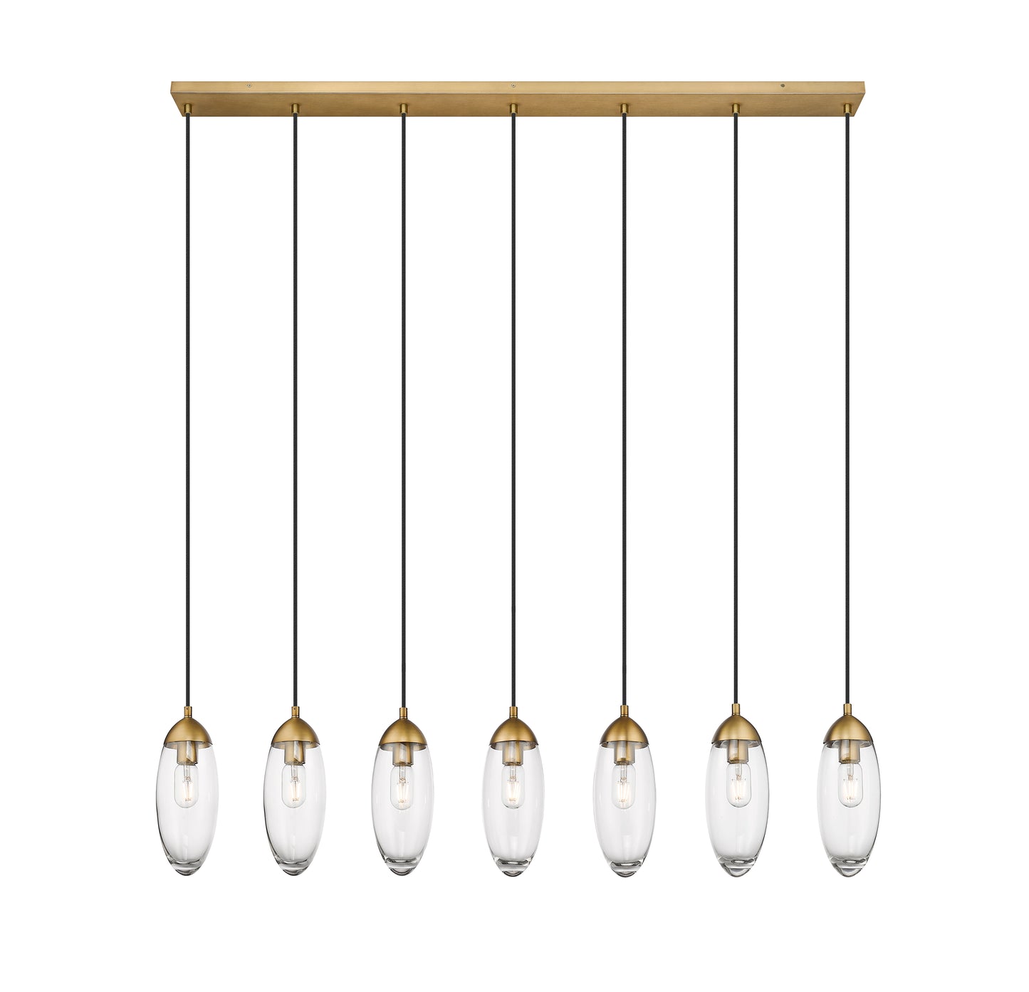 651P-7L-RB - Arden 7 Light Linear 54" Chandelier - Rubbed Brass