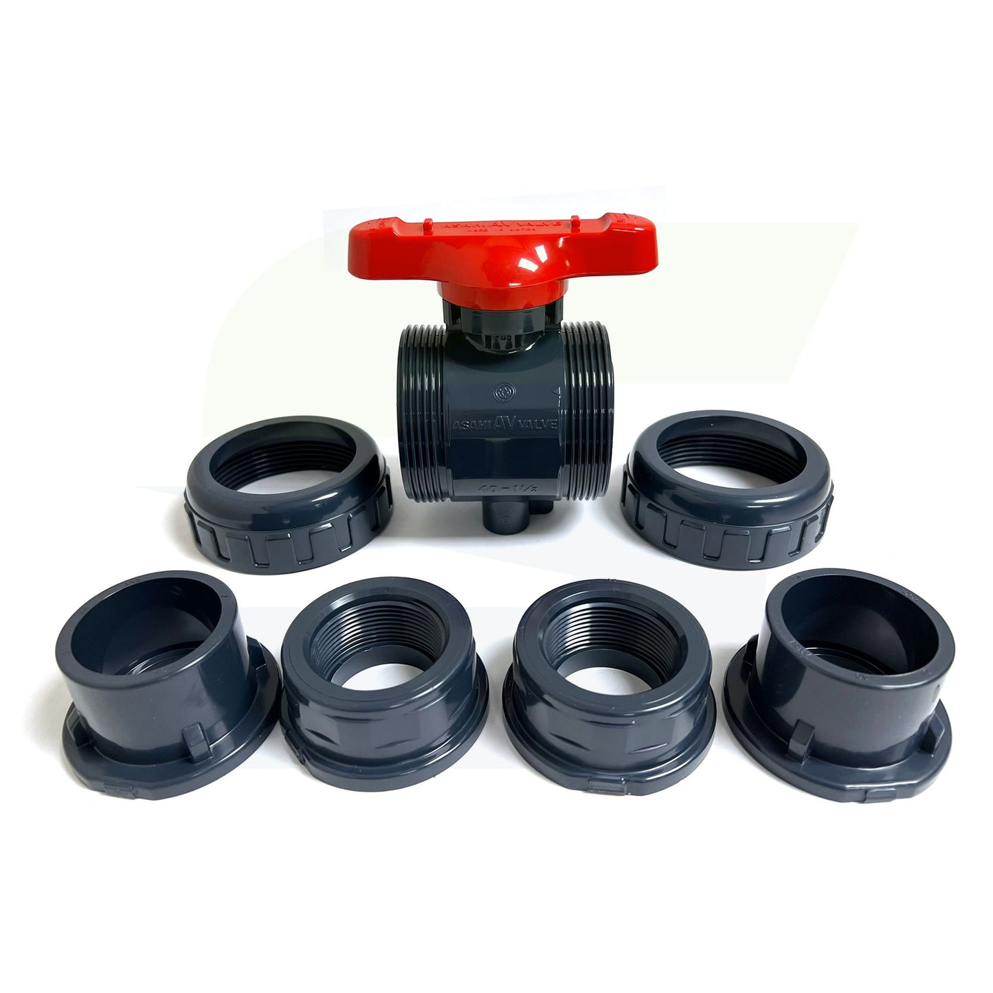 1601015 - 1-1/2" True Union In-line Ball Valve - PVC, Socket/Threaded, EPDM Seal