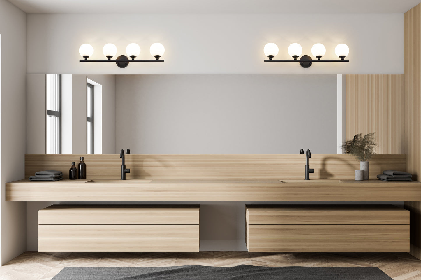 1100-4V-MB - Neoma 4 Light 30" Vanity - Matte Black