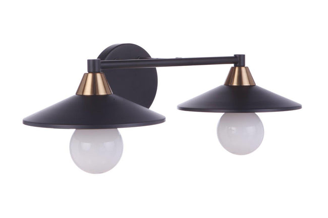 12519FBSB2 - Isaac 2 Light 19" Wide Vanity Light - Flat Black / Satin Brass
