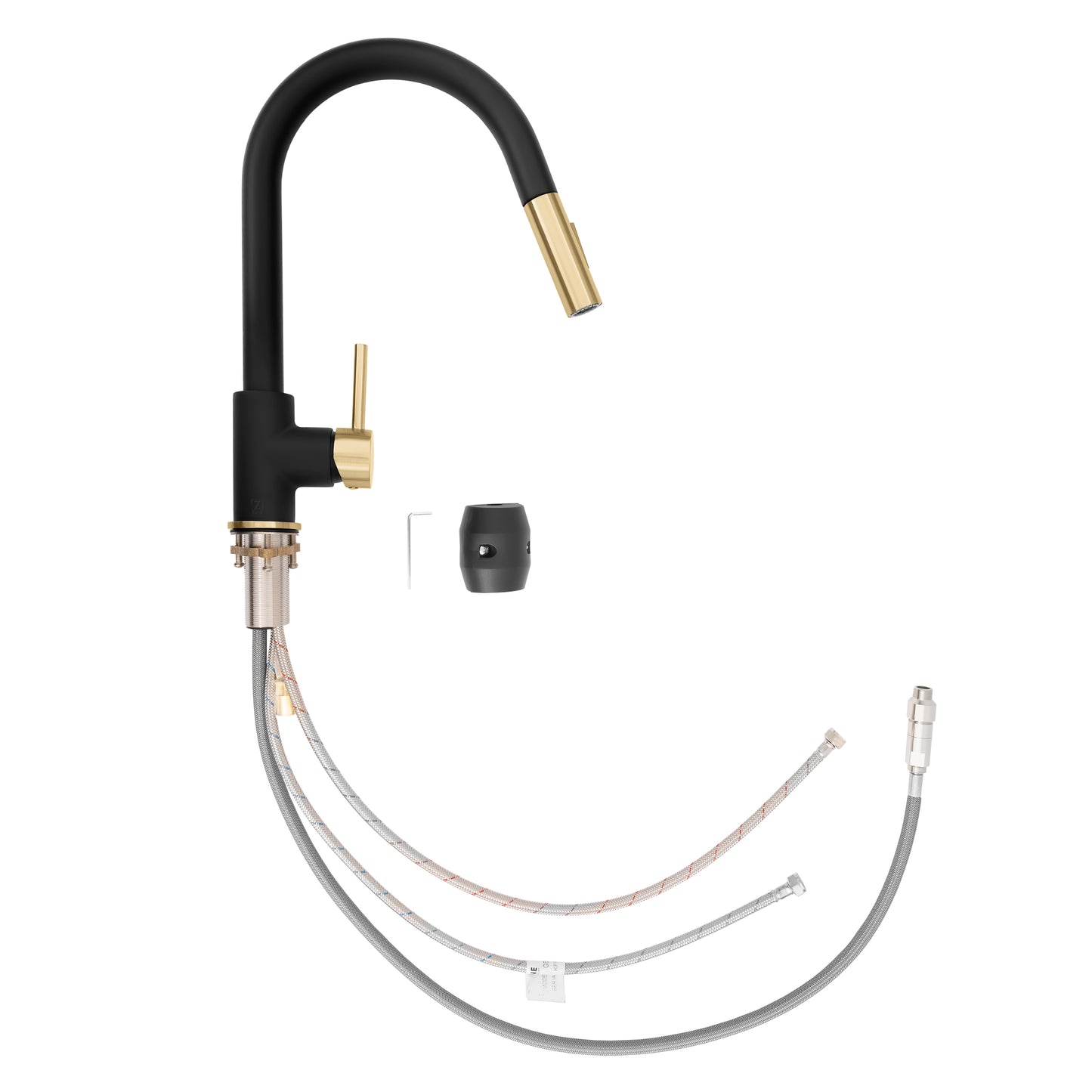GEM-KF-ZMBCB - Autograph Edition Gemini Pull Down Single Handle Kitchen Faucet in Matte Black and Champagne Bronze
